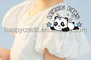LEZONKIDS - Chegada Nova Personalizável Vestido de Criança com Manga Bufante e Lantejoulas para Festa de Tule e Mesh para Meninas de 2-14T